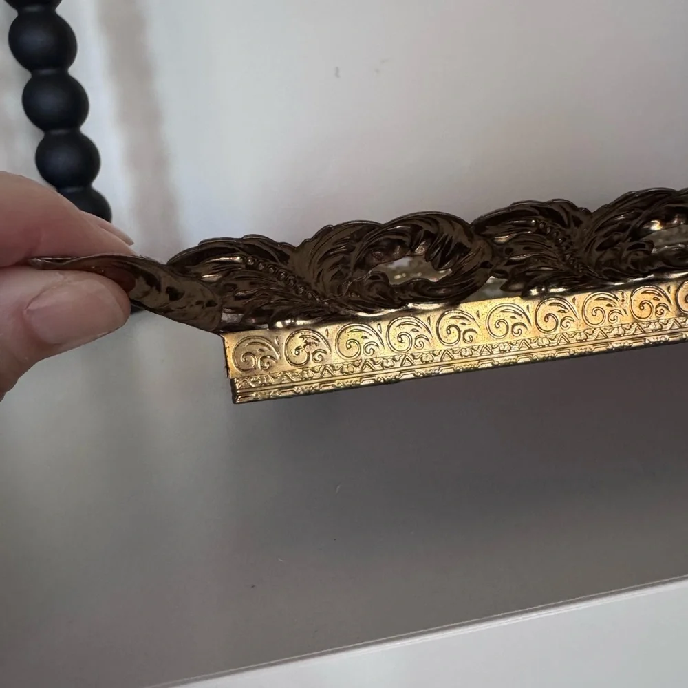 Vintage Mirrored Brass Vanity Tray 15 x 10